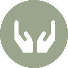 green icon of hands