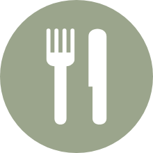 green icon of fork and kife