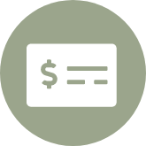 green icon of cheque