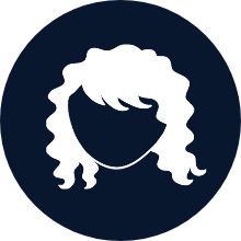 dark blue icon of a hair style