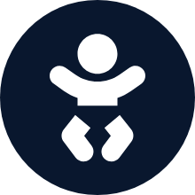 dark blue icon of a baby