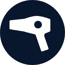 dark blue icon of hair dryer